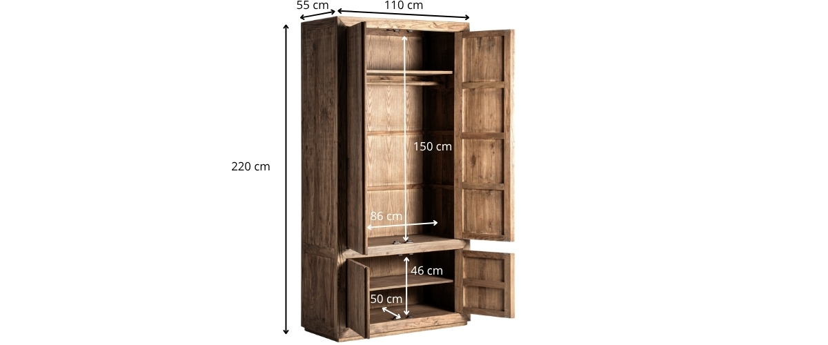 Dimensions de l'armoire en bois massif