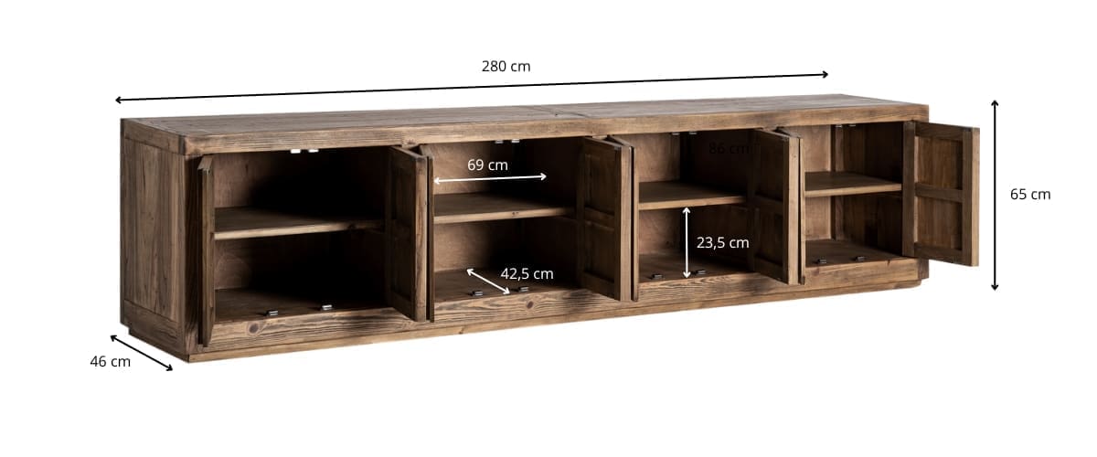 Dimensions du meuble tv 280 cm