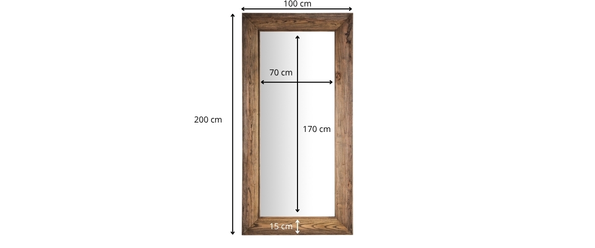 Dimensions du miroir rectangulaire de 200 cm en bois