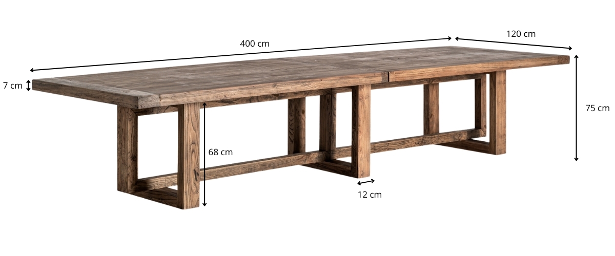 Dimensions de la table de repas en bois massif 400 cm