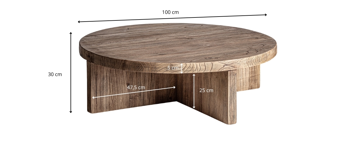 Dimensions de la table basse rustique en bois