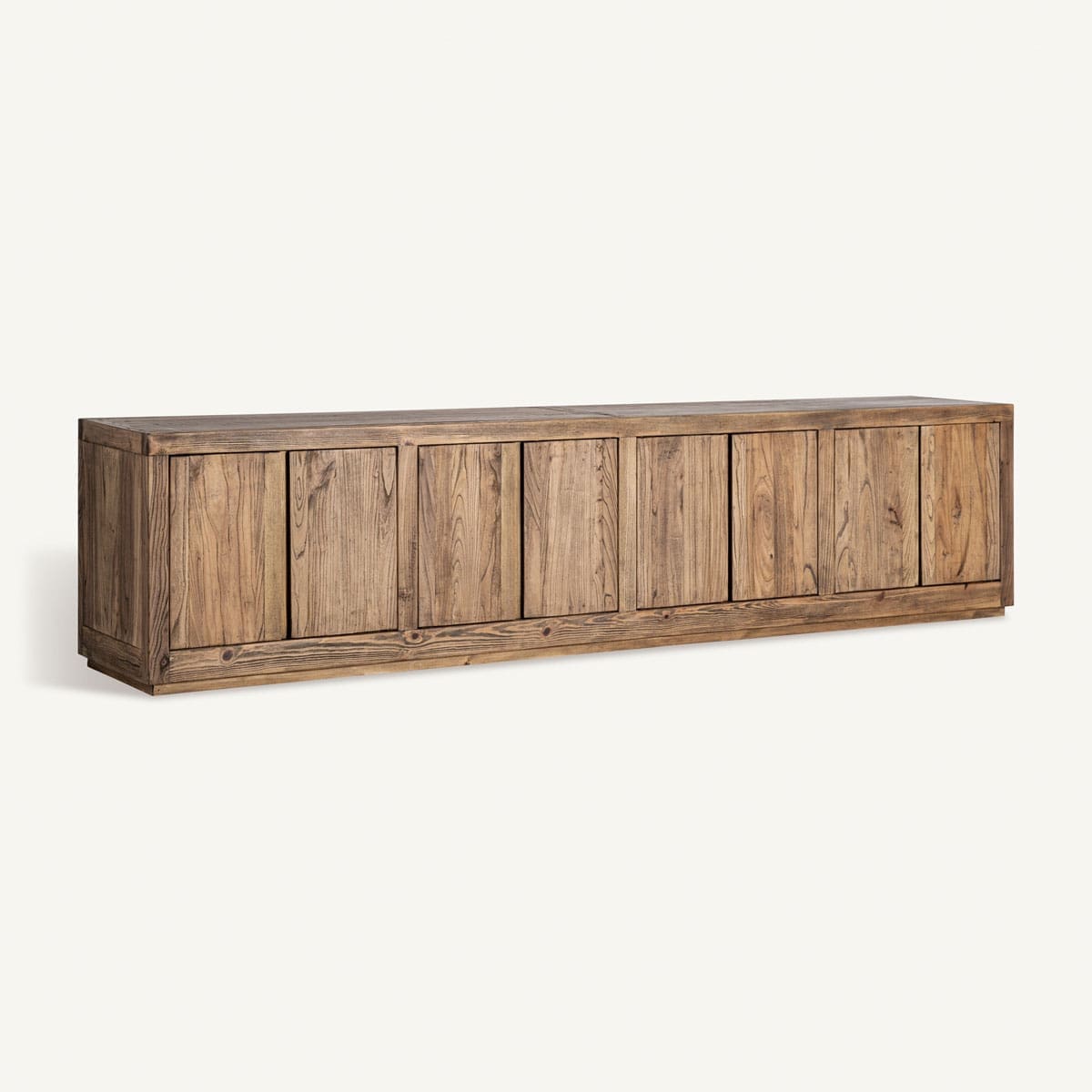 Meuble TV 280 cm en bois massif d'ormes 8 portes