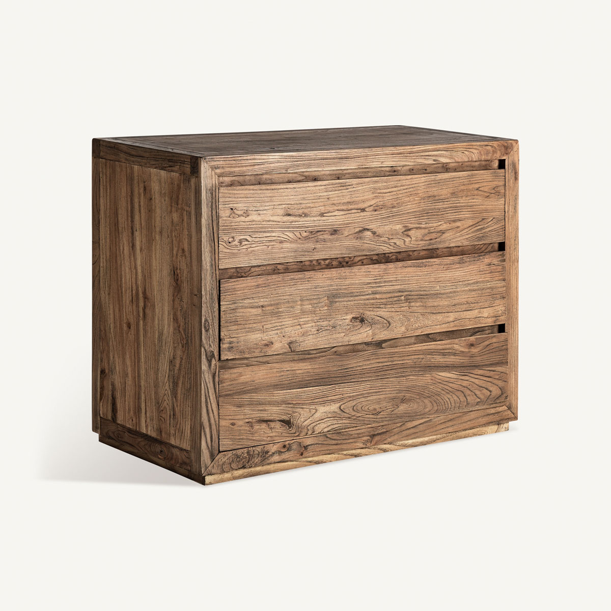 Commode 3 tiroirs en bois massif d'orme 102 cm
