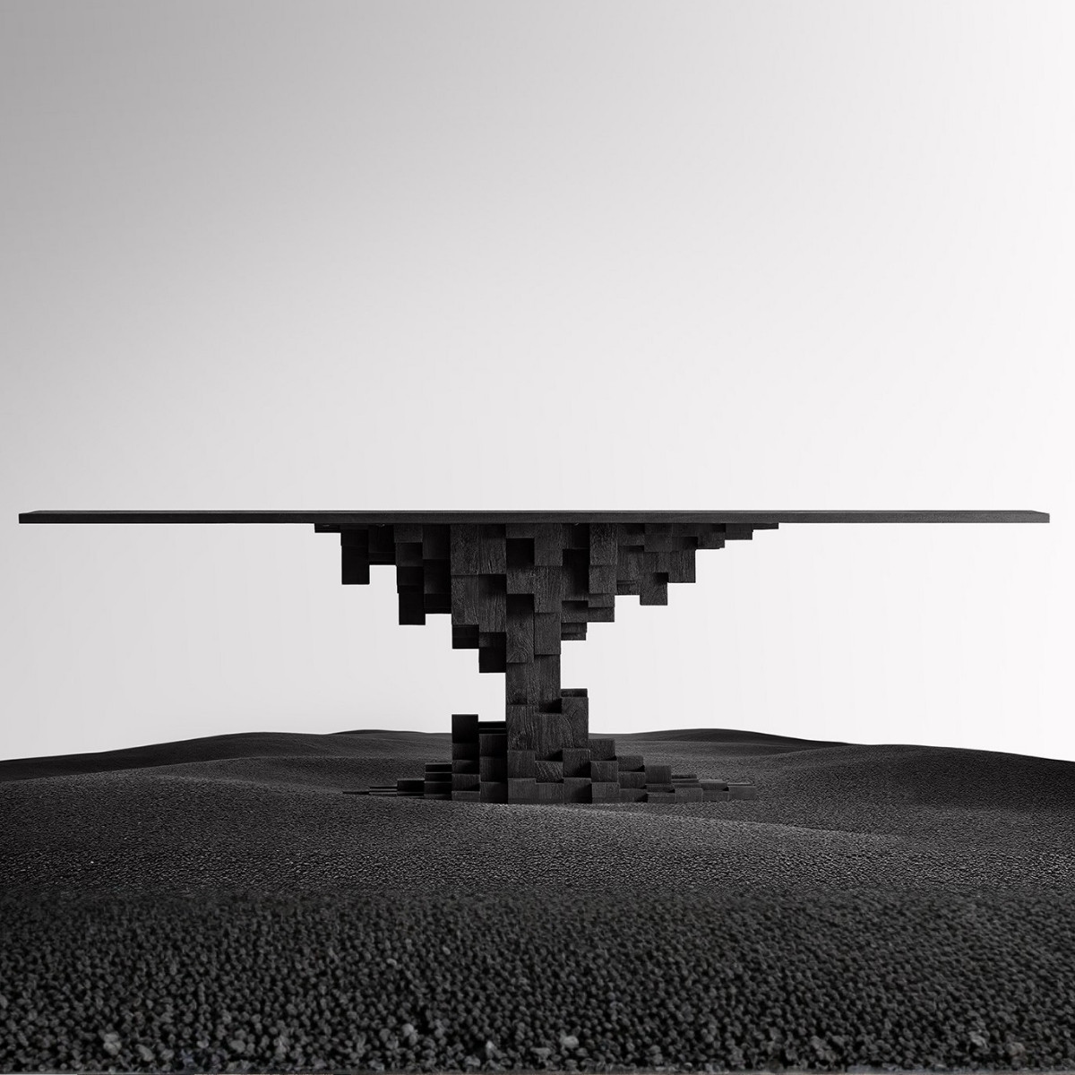 Table à manger design en bois de manguier noir de 250 cm