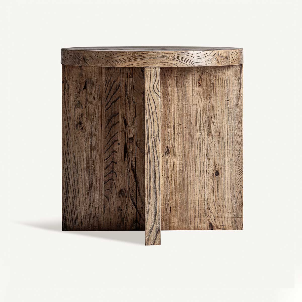 Table d'appoint ronde en bois d'orme