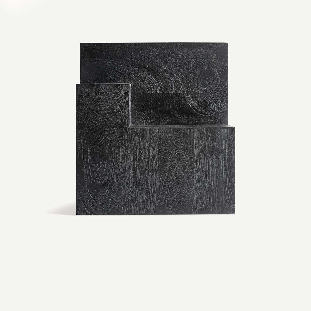 Table d'appoint en bois massif peint noir sculptée