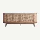 buffet 220 cm bois massif et rotin