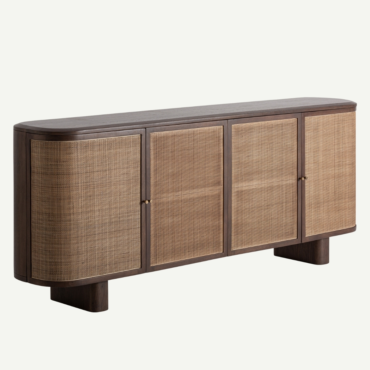 buffet moderne haut de gamme bois massif et rotin 210 cm