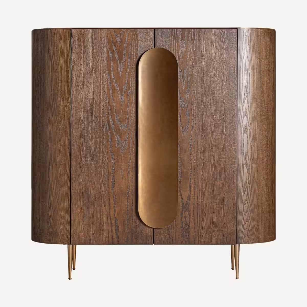 bahut contemporain chêne foncé et métal doré