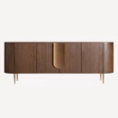 buffet salle à manger design bois foncé et doré