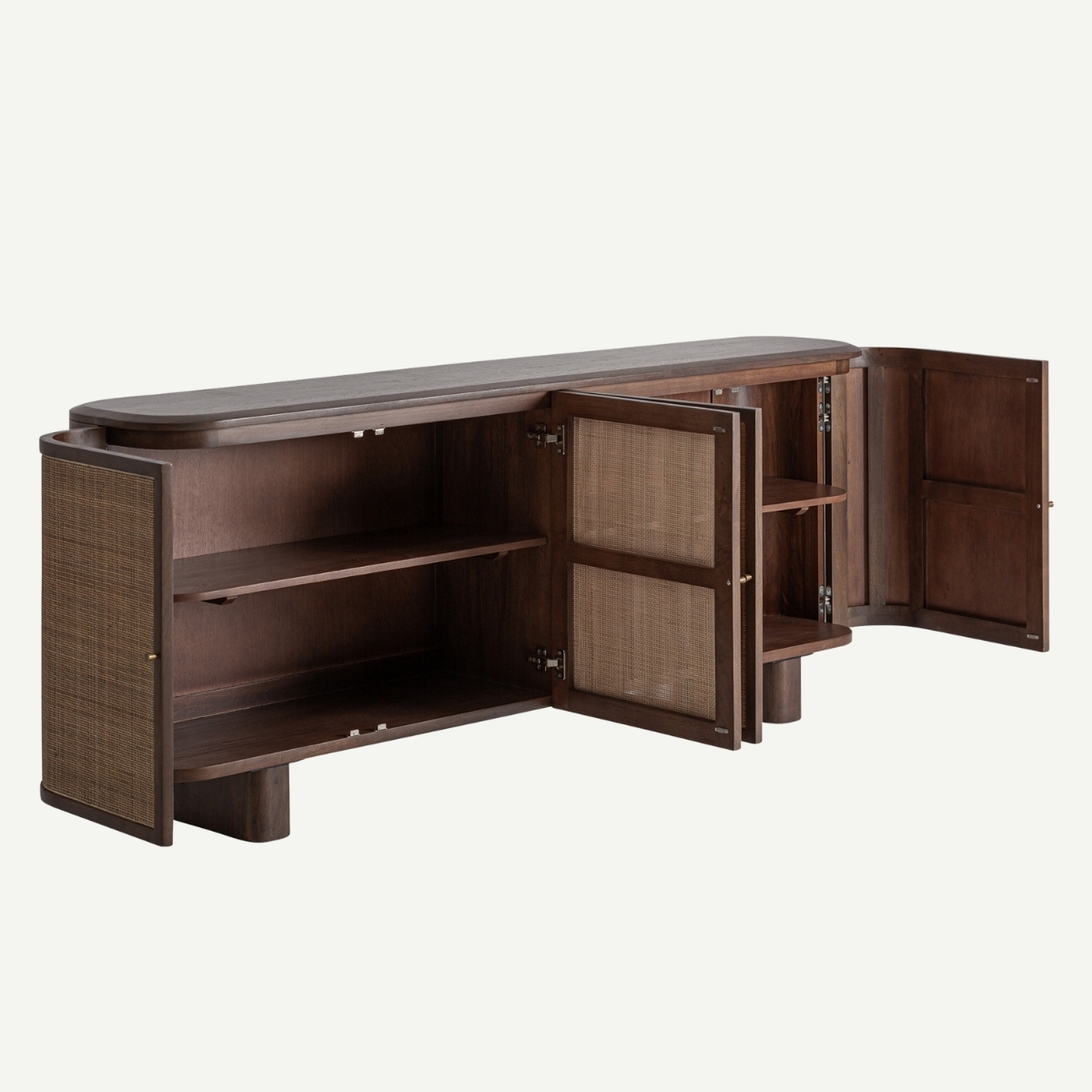 buffet manguier et rotin avec 4 compartiments