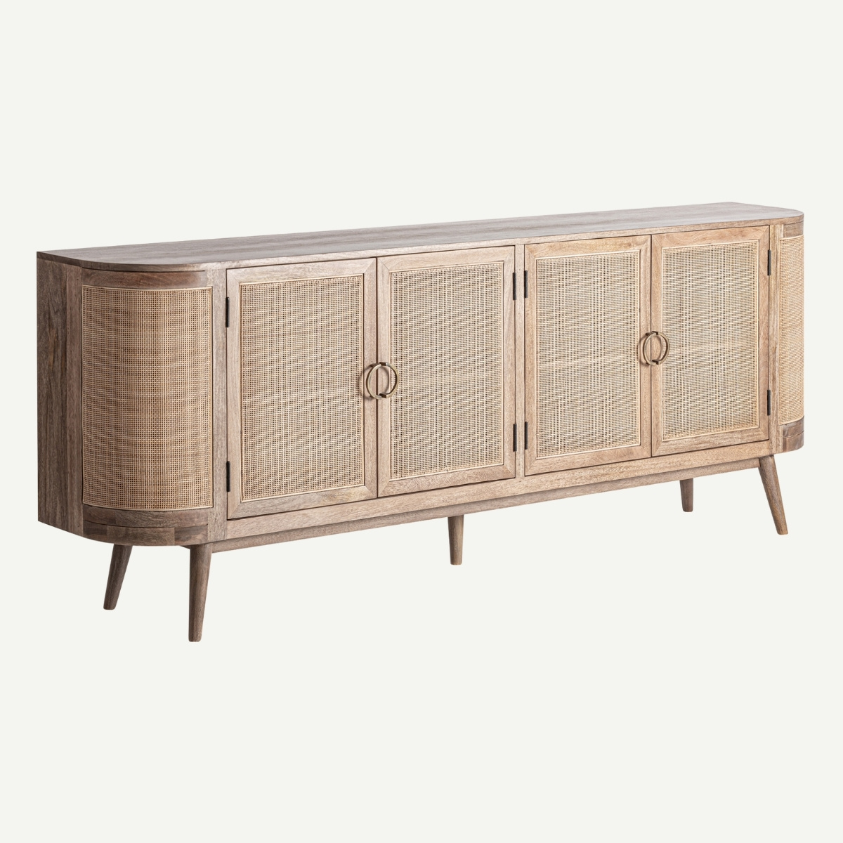 buffet en bois de manguier et façades en rotin