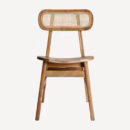 chaise scandinave en teck et dossier en rotin