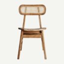 chaise scandinave en teck et dossier en rotin