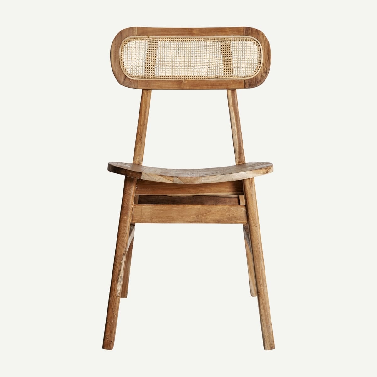 chaise scandinave en teck et dossier en rotin