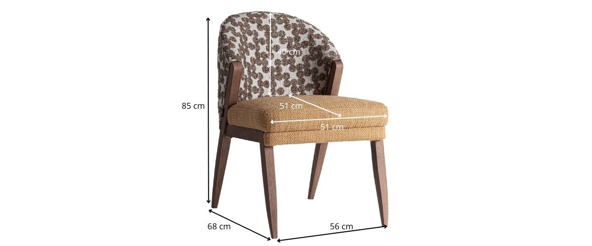 dimensions détaillées chaise mid century