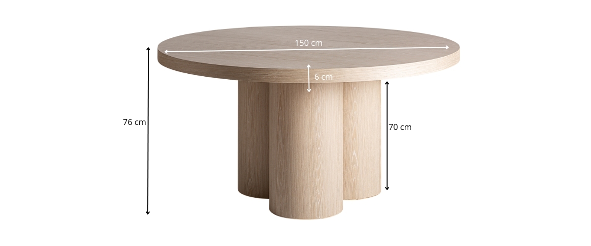 dimensions détaillées de la table ronde