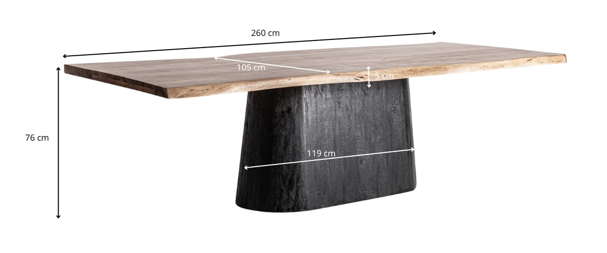 dimensions détaillées de la table à manger