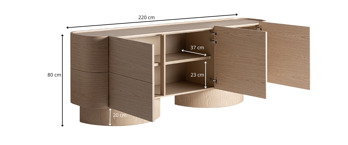 dimensions détaillées du buffet