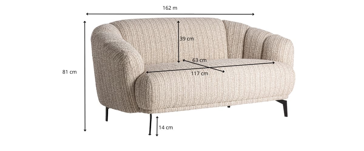 dimensions détaillées du canapé