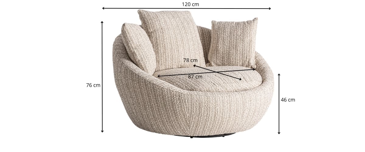 dimensions détaillées du fauteuil rond