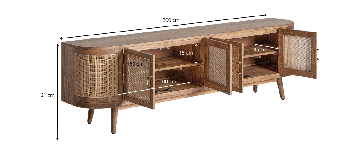 dimensions détaillées du meuble