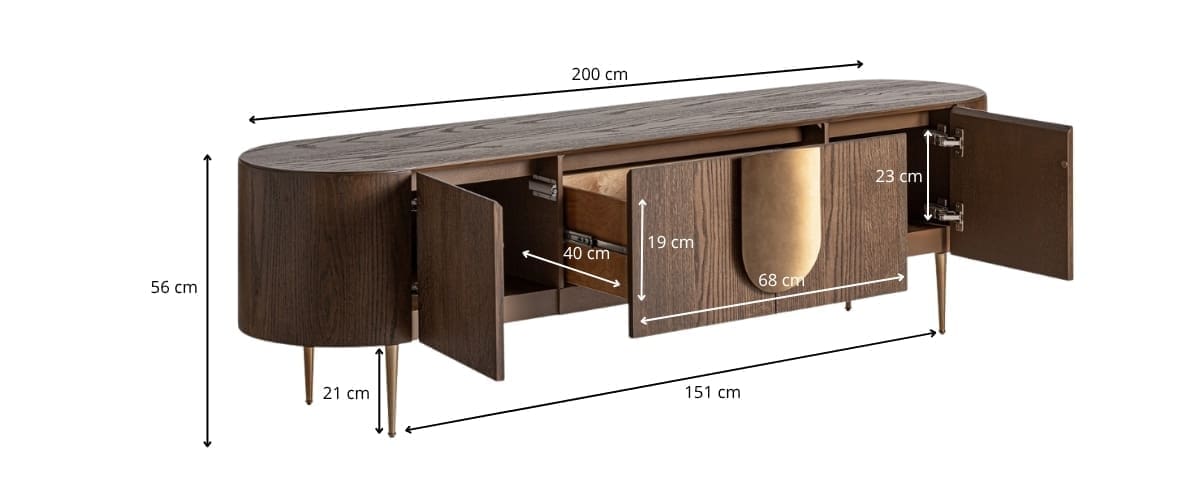 dimensions détaillées meuble tv