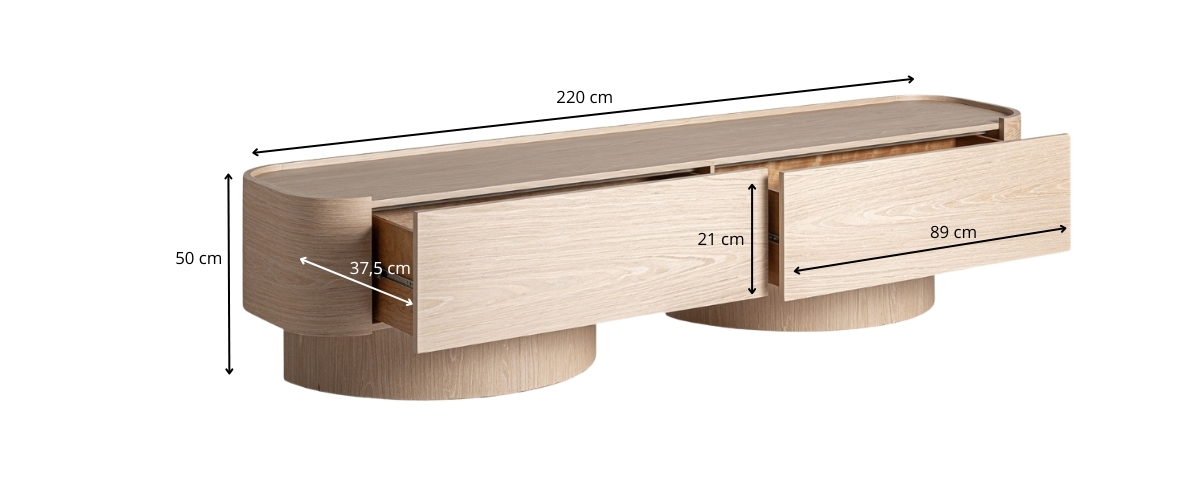 dimensions du meuble tv chêne blanchi