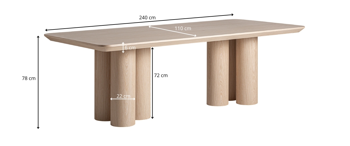 dimensions détaillées de la table de repas