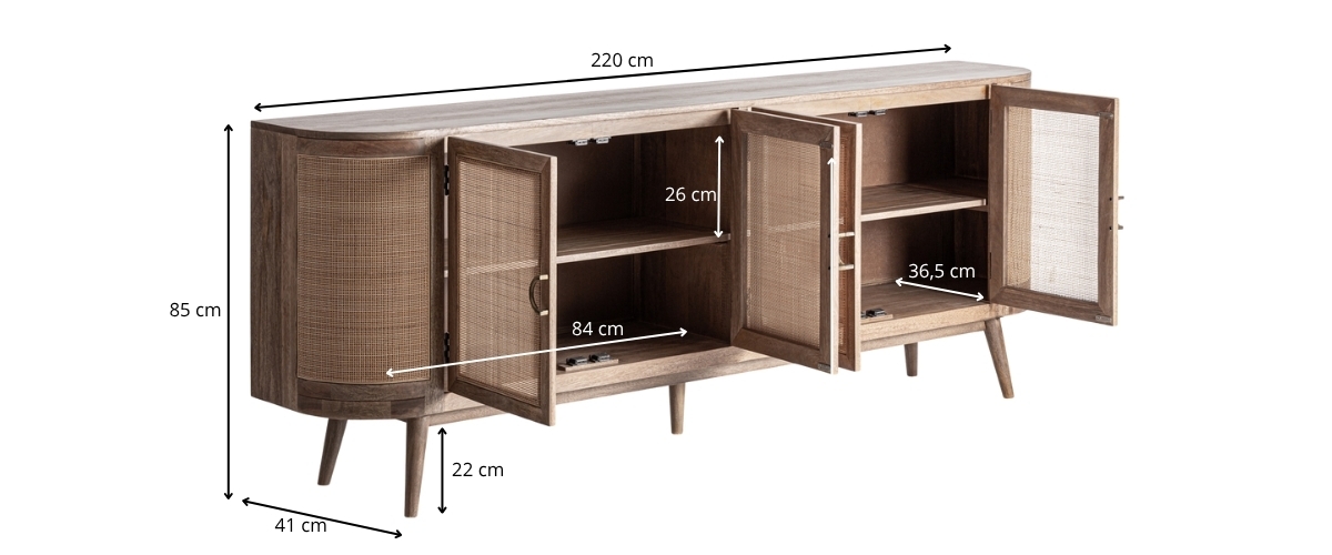 dimensions détaillées du buffet