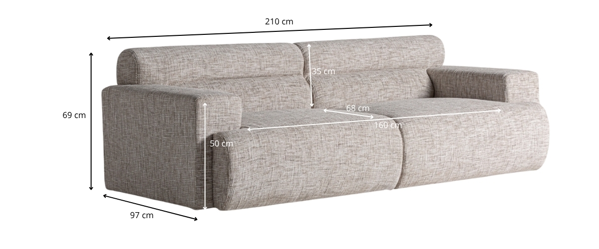 Dimensions détaillées du canapé