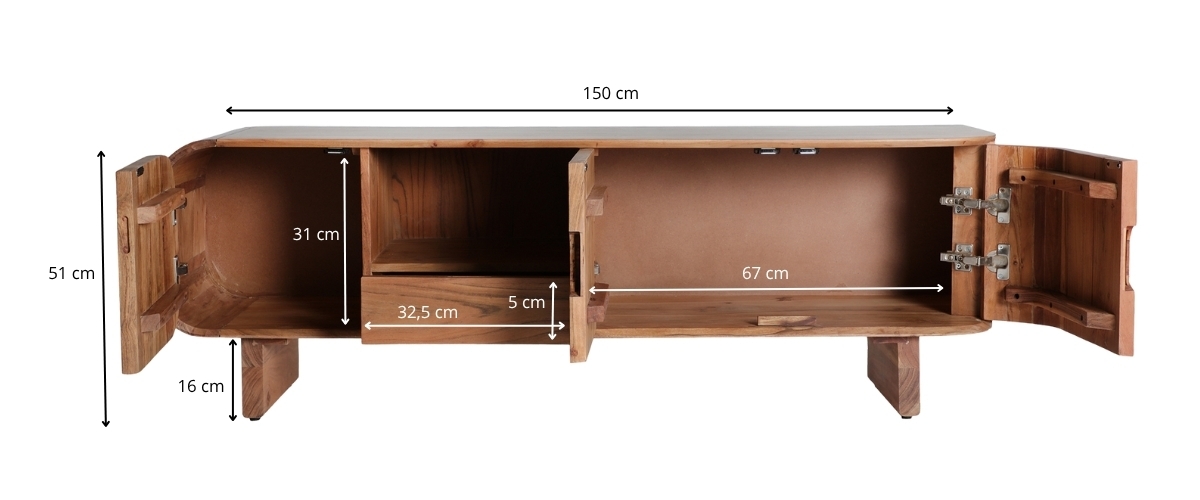 dimensions meuble tv en acacia