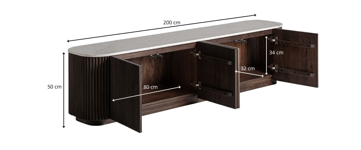 dimensions détaillées du meuble tv en manguier