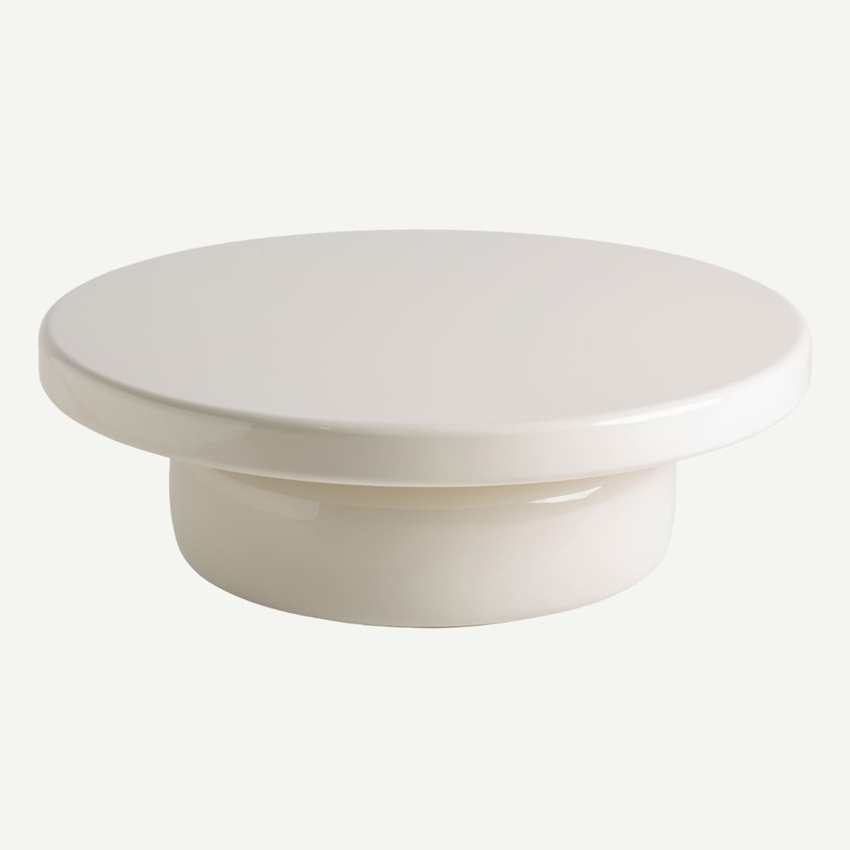 table basse ronde design couleur crème brillant