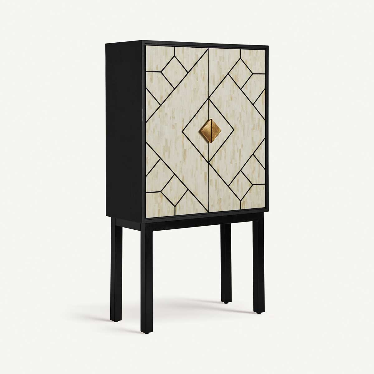 Armoire noir et os blanc haut de gamme lignes géométriques