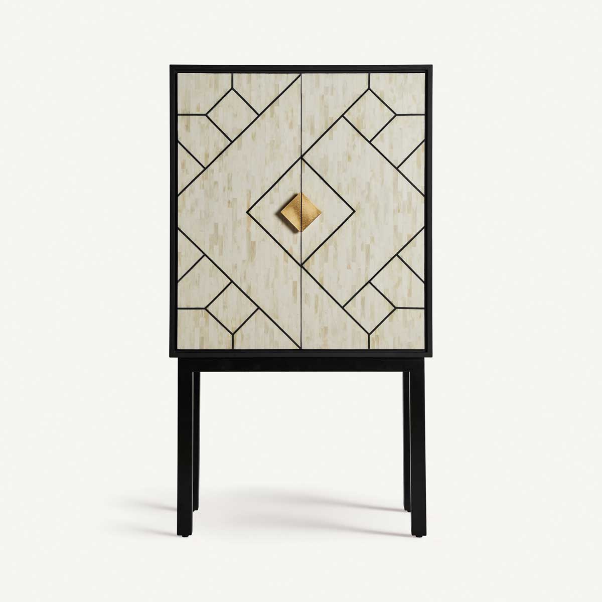 Armoire noir et os blanc haut de gamme lignes géométriques