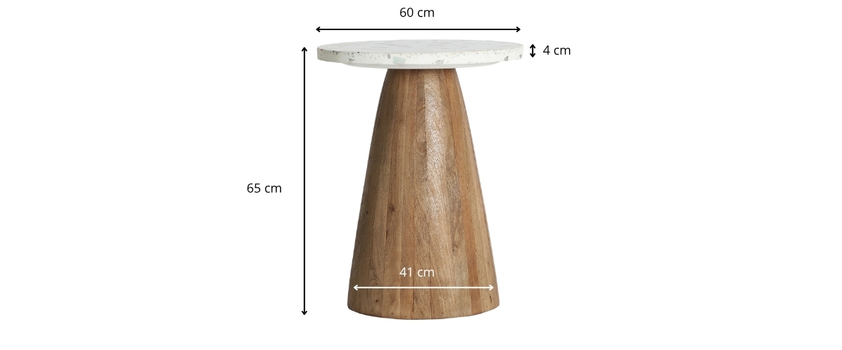 Dimensions de la table d'appoint ronde en terrazzo