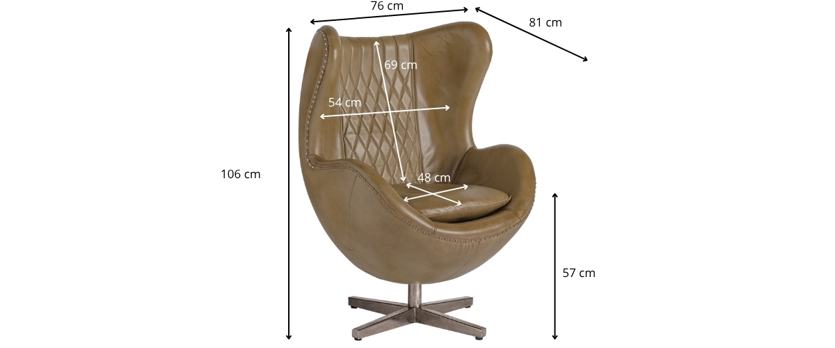 Dimensions du fauteuil en cuir marron