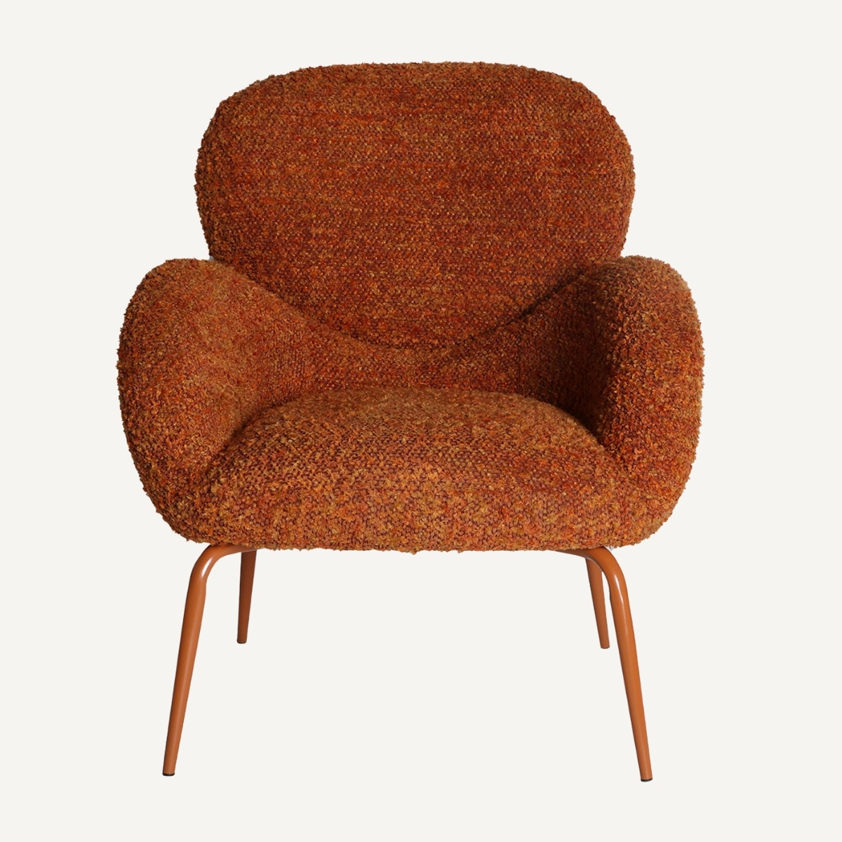 Fauteuil tissu bouclé et métal orange DELIO