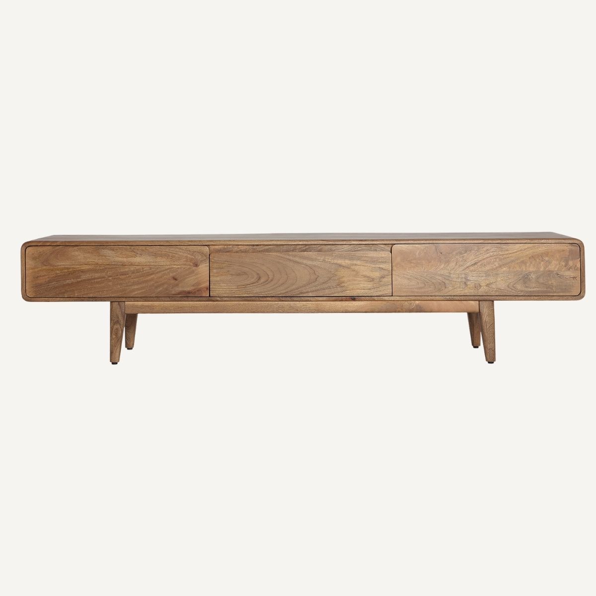 Meuble tv scandinave en bois de manguier massif naturel de 180 cm