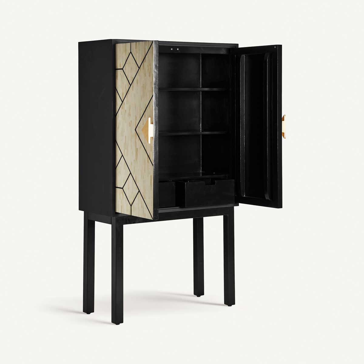 Armoire noir et os blanc haut de gamme lignes géométriques