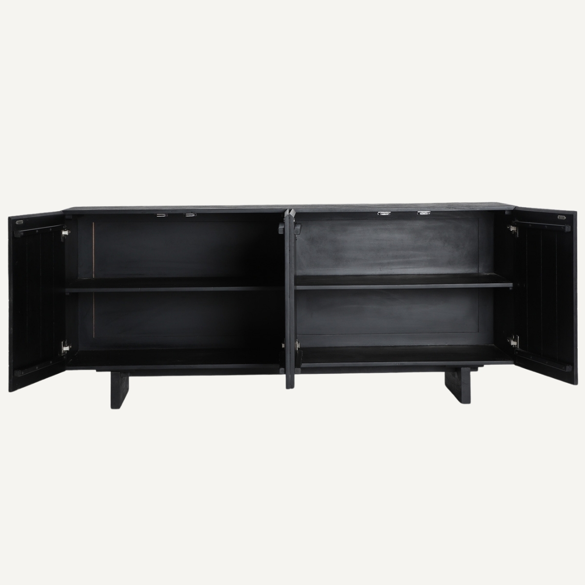 Buffet en bois de manguier peint noir 170 cm 4 portes