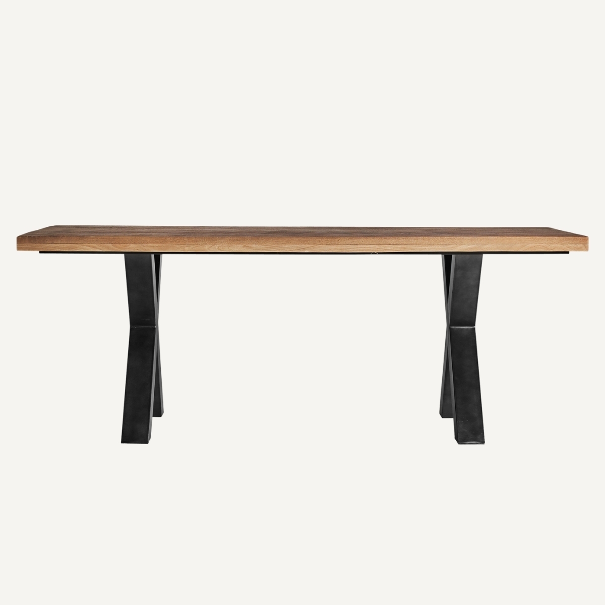 grande table de repas en manguier et métal