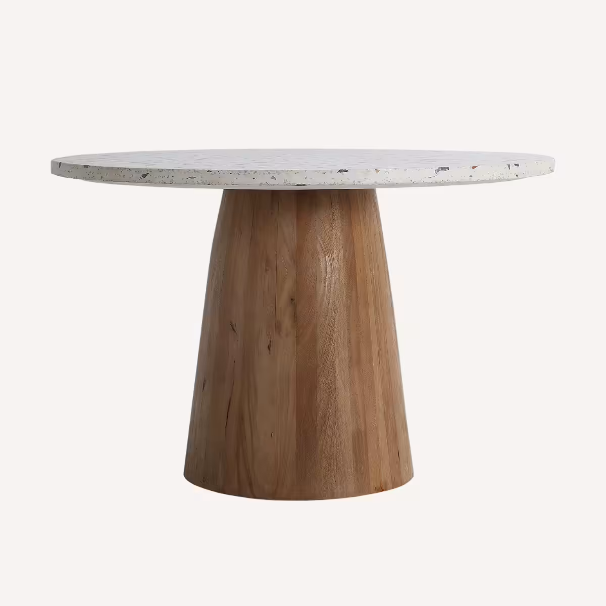 Table de salle à manger ronde en terrazzo et bois de manguier