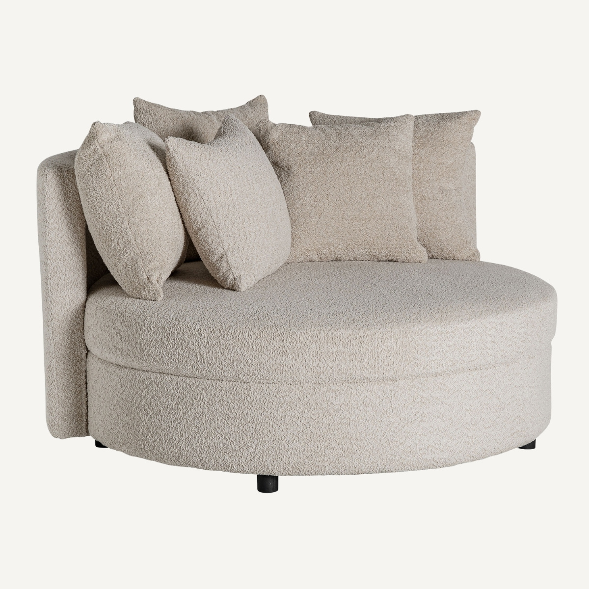 canapé rond 2 places tissu teddy beige