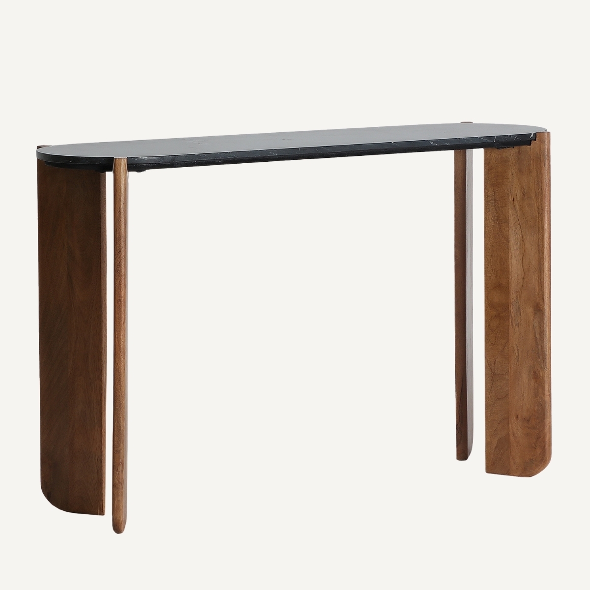 table console design bois massif et marbre