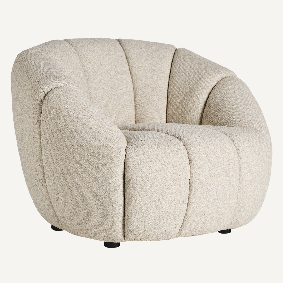 Fauteuil design en tissu chenille beige ANNA – Image 3