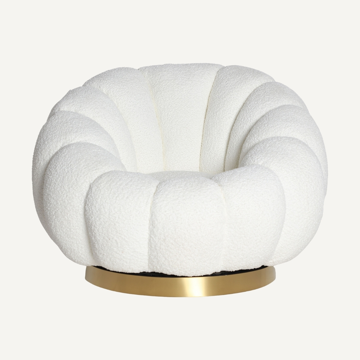 Fauteuil rotatif tissu bouclé blanc TANIA