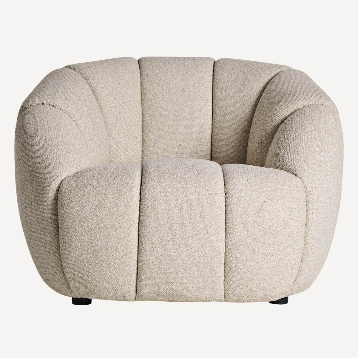 Fauteuil design en tissu chenille beige ANNA