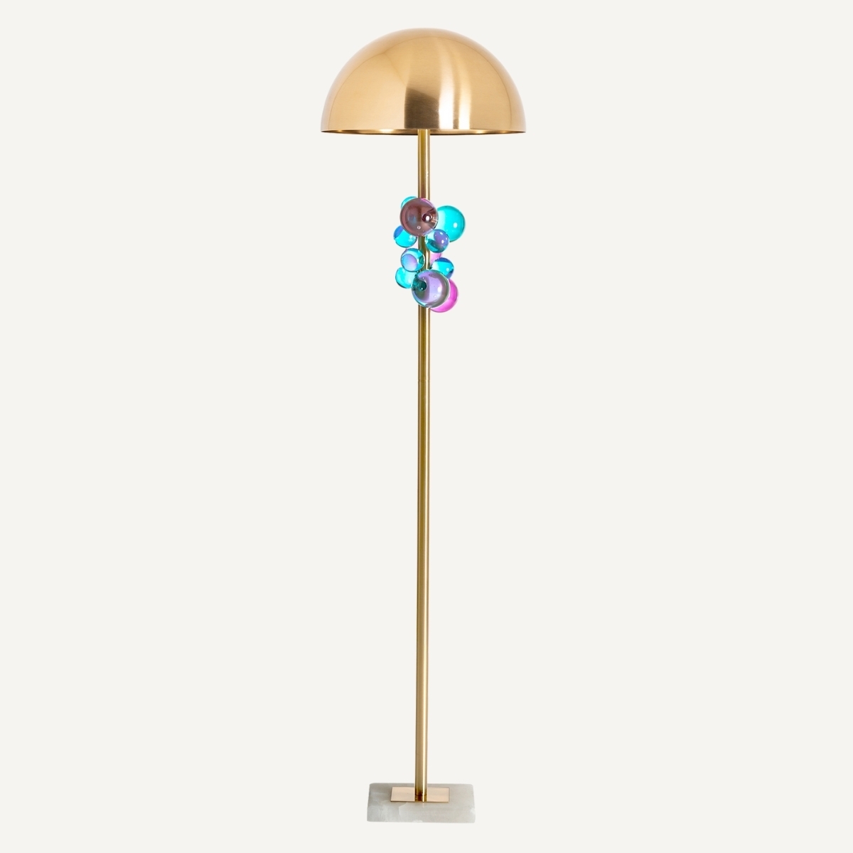 Lampadaire en métal doré et boules en verre MELINA